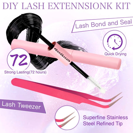 700PCS-30D/40D/50D 80D DIY Eyelash Extension Kit Mixed Length 9-16mm, D-Curl Eyelashes for DIY and Various Festive Celebrations