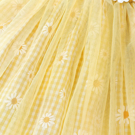 Baby girl Summer Dress Daisy Plaid Chiffon Sweet style Dress+Hat 2Pcs  for Cute Baby Girls aged 0-3 Years Vacation Casual Dress