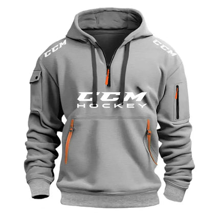 New Multi Pocket Zipper Fleece HOCKEY Sprots Hooded Casual Shirt for Men and Women Plus Size Loose Pullover Fashion Sweatshirt