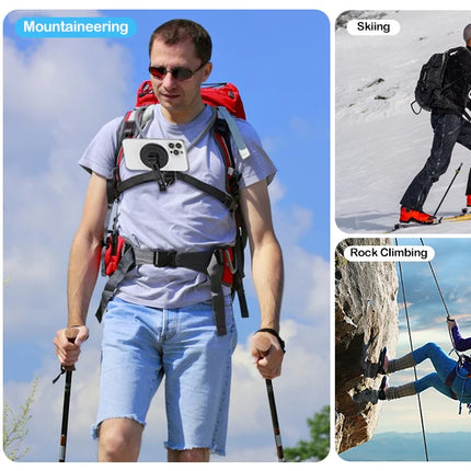 Magnetic Neck Phone Mount, Adjustable Chest Strap Neck Phone Holder for Recording, Hands Free POV/Vlog Phone Video Filming