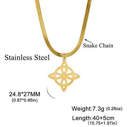 Lucktune Witch Knot Pendant Necklace Stainless Steel Snake Chain Necklace For Women Vintage Lucky Wicca Jewelry Party Gifts Sale