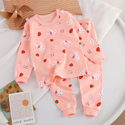 Multi Color Cute Cartoon Bear Print Toddler Baby Suits Tops Hoodie and Pants Comfortable Baby Sets for 1-8Y Kids Clothing Sets