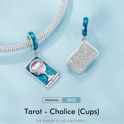 WOSTU 925 Sterling Silver Colorful Tarot Cards Charm Pendent Magic Star Moon Sun Lover Bead Fit DIY Bracelet Necklace Women Gift
