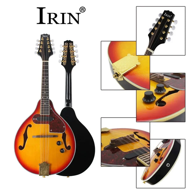 IRIN 8 Strings Mandolin Guitar Rosewood Fingerboard Electric Mandolin Guitarra with Bag Capo Mandolin Parts & Accessories