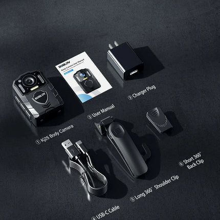 BOBLOV KJ25 1080p Body Camera 3000mAh Support 13H Recording Night Vision Camcorder Law Enforcement Police Camera For Hiking Ride