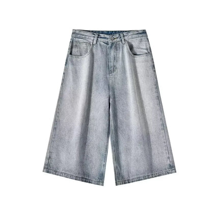 Wide-leg Seven-point Denim Shorts Men's 2025 Summer New High-end Fashion Brand Straight Casual Pants Man Jeans Y2k Clothes Baggy