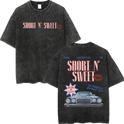 Retro Washed Sabrina Carpenter Merch T-shirt Y2k Fashion Aesthetic Short Sleeved Summer Men's Women's Casual Oversized T-shirt