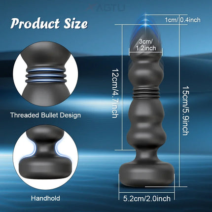 Thrusting Anal Plug Vibrator for Men Prostate Massager Telescopic Anal Beads Vibrating Butt Plug Stimulator Sex Toys for Women
