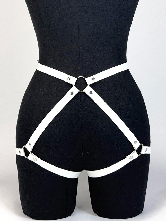 1PC Women Sexy Fashion Harness Leg Harness Pu Leather Adjustable Studded Decor Thigh Garter Belt Gothic Harness Belt Accessories