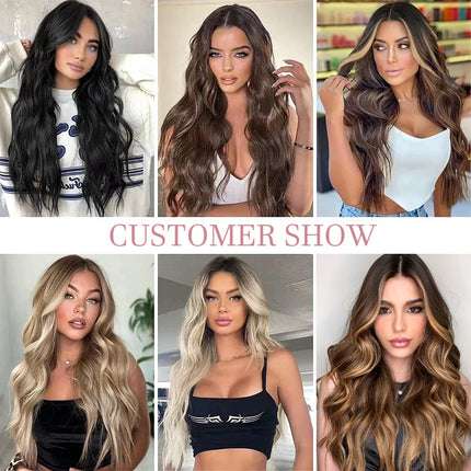 V-shaped Clip in Hair Extensions Human Hair Straight Natural Black Remy Human Hair Double Weft Hair Extensions Easy to Install