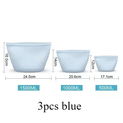 3PCS Silicone Food Storage Bag Reusable Stand Up Zip Bag Leakproof Containers Fresh Bag Food Storage Bag Fresh Wrap Ziplock Bag