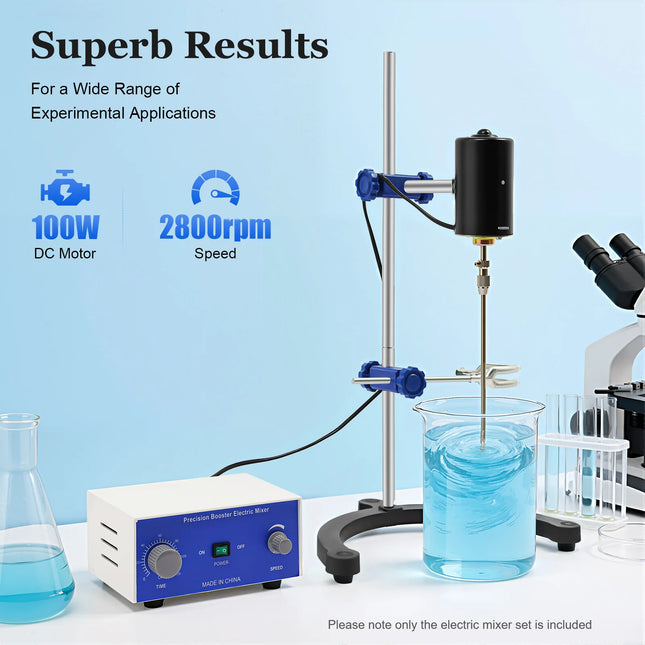 Electric Mixer, Overhead Stirrer 100W US Plug, 0-2800 RPM Adjustable Speed with Timer, 10L Capacity for Laboratory, Epoxy Resin Electric Stirrer Lab Equipment Liquid Lotion Cream Cosmetic Magnetic Stirrer Laboratory 110V