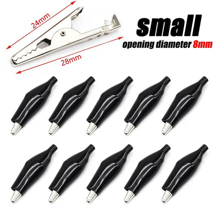 10pcs 28mm35mm45mm Alligator Clip Metal Crocodile Electrical Clamp for Testing Probe Meter Black/Red with Plastic Boot