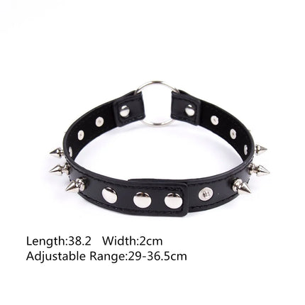 Sexy Leather Punk Rivets Necklace Men Women Couples Bondage Role Play Fetish Collar Flirting Accessory for Gay Party Gift