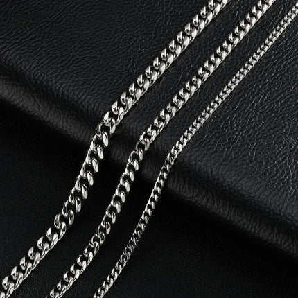 Vintage Punk Chain Necklace for Men Women,3/5/7mm Stainless Steel Cuban Chain Collars,Classic Metal Jewelry Gift for Him