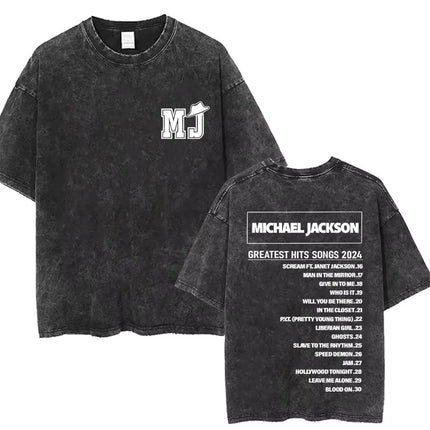 Vintage Washed Michael Jackson King of Pop T-shirt Men Women Retro Gothic Rock T-shirts Men's Punk Oversized T Shirts Streetwear