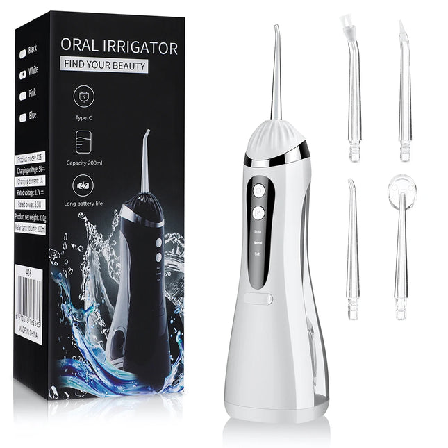 Electric Dental Oral Irrigator, Portable Water Flosser for Teeth Braces, Teeth Whitening Cleaning Tool For Home and Travel Use