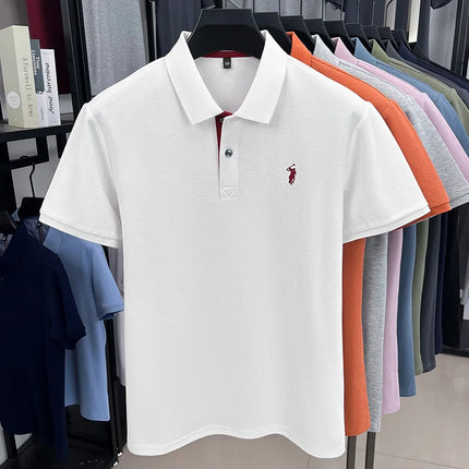 100% pure cotton men's short-sleeved polo shirt, hot-selling summer fashionable horse logo embroidery classic Paul casual T-shirt