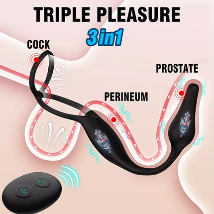 Prostate Massager Vibrating Cock Ring Anal Plug Sex Toys for Men Adult Anal Toys Remote Control Vibrator Penis Ring Butt Plug