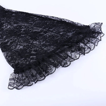 Women's Hollow Out Crop Tops Chic Gothic Lace Smock Tops False Collar Ladies Flare Sleeves Cover-Ups for Dating Party