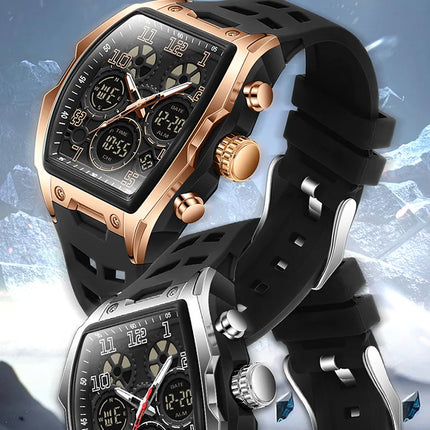 Men Dual Display Watches For Male Clock 2025 Top Brand Luxury Military Silicone Band Men Wrist Watches Sports Digital Wristwatch