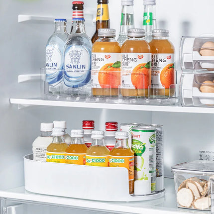 360 Rotating Refrigerator Storage Box Multifunctional Spice Organizer Simple Drink Tray for Kitchen Countertop