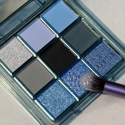 9 Colors Dark Punk Smoked Eyeshadow Palette Blue Black Pearl Matte Eye Shadow Makeup Palette Brightening Shimmer Lying Silkworm