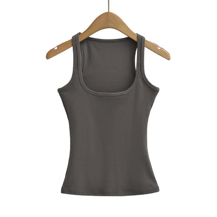 Summer U-neck Sculpted Square Neck Tank Top for Women New 2025 Fashionable Sleeveless Top