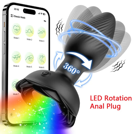 APP Control Rotation Butt Plug Anal Plug for Men 360° Wiggle Prostate Massager Anal Vibrator for Gay Adult Goods Sex Toy for Men