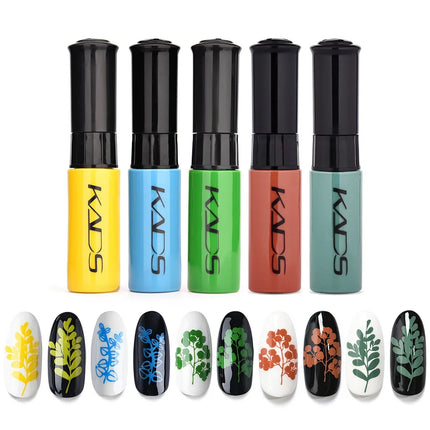 KADS 5/4 Pcs Stamping Varnish Set Nail Stamping Polish Kit Black Nail Art Polish Manicure Stamping Lacquer for Template Nails