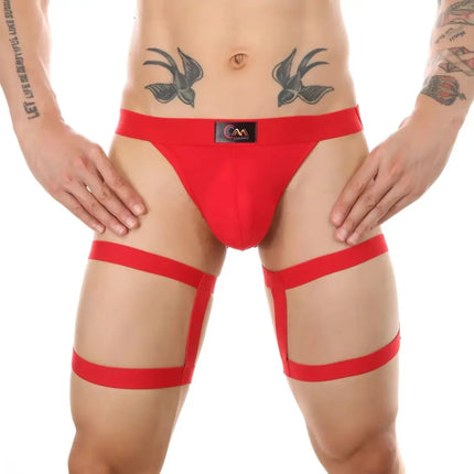 Men Sexy Lingerie T-back Bulge Pouch Briefs Leg Ring Underpants Hollow-out Jockstrap With Metal Ring Sexy Thong G String
