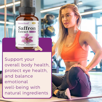 Saffron Supplement 88.5 Mg - Supports Overall Well-being, Promotes Eye Health, and Balances Mood. Non-GMO and Gluten-free
