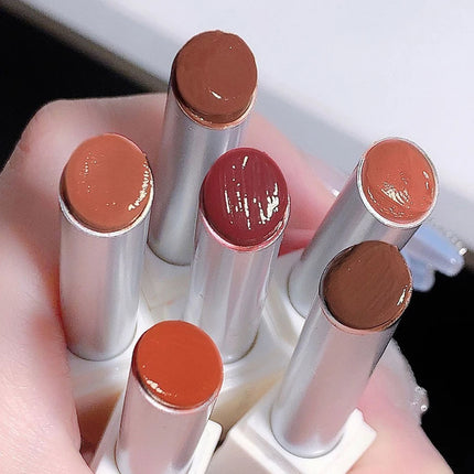 Cappuvini Red Lip Tint Black White Tube Lipstick Light Watery Lip Glaze Soft Mist Lip Gloss Moisture Lipstick 1pcs Mirror Watery