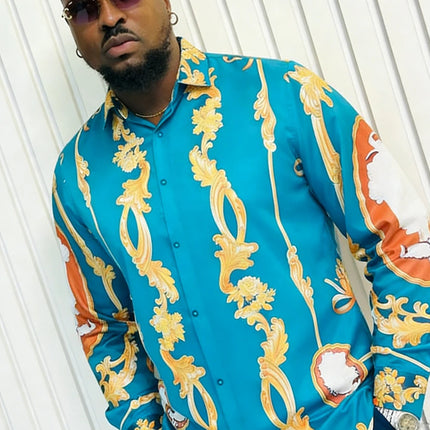 2026 Men's Fashion Casual Long Sleeve Shirt HD Color Pattern 3D Printed Shirt Hawaii Beach Vacation Wedding Social Dress for Men