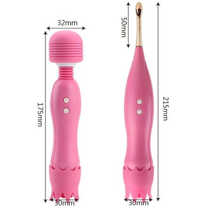 2 in 1 Magic Wand Licking Vibrators For Women Clitoris Sucker Nipple Licks Vaginal Anal Plug Female Masturbator Sex Toys Adults