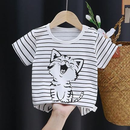 2025 Cotton Children Top For Summer 0-4Y Baby Clothes Cartoon Bears Graphic T Shirts Boys Wear Tees Kids Girls Clothes Korean