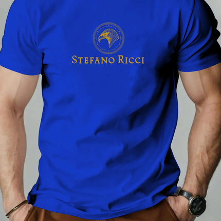 Men's cotton T-shirt, eagle head summer round neck short-sleeved graphic breathable fashion casual T-shirt