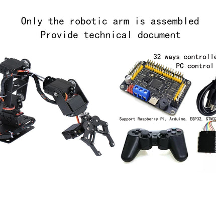 360 Degrees 6 DOF Robot Metal Alloy Mechanical Arm Claw Kit MG996R for Arduino Robotics Kit Educational Ps2 Programmable Toys