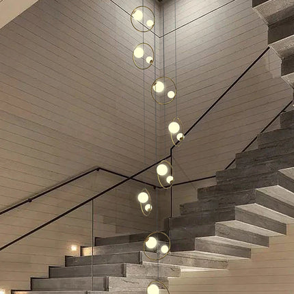 Chandelier for Staircase Hanging Lamp Modern Pendant Luster Lighting for Living room Led Ceiling Lamps Ring Stairs Loft Lighting