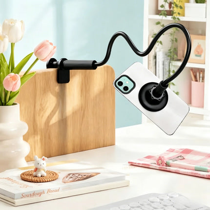 Flexible magnetic phone stand, bendable gooseneck for ideal viewing angles. Durable design for daily home entertainment.