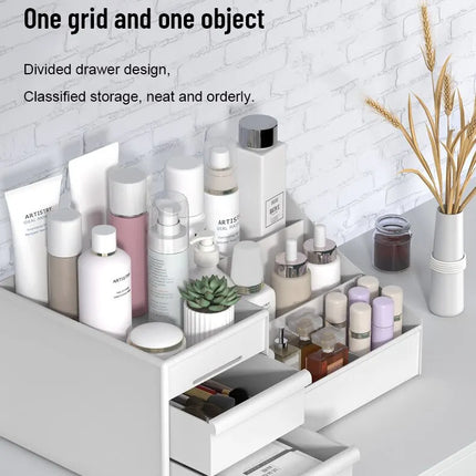 1pc White New Drawer Makeup Storage Box Dormitory Finishing Plastic Shelf Cosmetics Skin Care Dressing Table Desktop