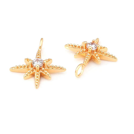 18K Gold Color Brass  Zircon Star Charms Pendants Jewelry Necklaces Earrings Bracelets Making Supplies Diy Findings Accessories