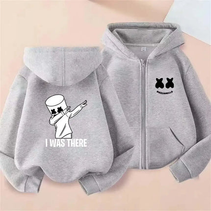 DJ Marshmello Print Kids Spring Autumn Pullover Zipper Hooded Sweatshirts 2-13 Years Boys Girls Fashion Casual Top Clothing
