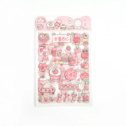 Kawai 4Pcs Pink PET Decorative  Stickers Pack Scrapbooking Stationery School Supplies Korean Stickers