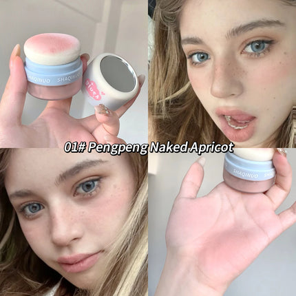 SHAQINUO 3 Color Airy Boom Blush Powder Lazy Air Blush Expanding Mushroom Head Blush Powder Even Skin Tone Blush
