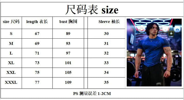 2025 New style Men's High Elastic Quick Dry Sports T-Shirt Tight Workout Breathable Summer Gym Trendy Short sleev tops