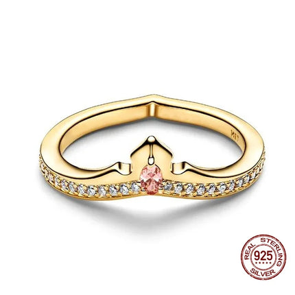 925 Sterling Silver Sun And Moon Crown Love Princess Zircon Oxide Enamel Heart Love Rings Fashion Jewelry For Women Gifts New in