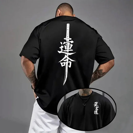 Japan Bushido Print T-shirt for Man 2026 Spring Summer Daily Casual Fashion Short Sleeve Top Male Home Outdoor Comfort Cool Tees