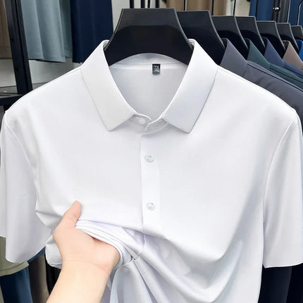 Mens Summer Business Short Sleeved Shirt Seamless Construction High Stretch Easy Care for AllDay Comfort