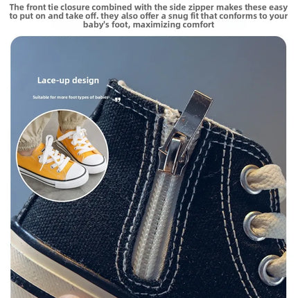 Children's Mid-Top Canvas Shoes Soft Sole Comfortable Casual Children's Shoes Boys and Girls Non-slip Breathable Board Shoes